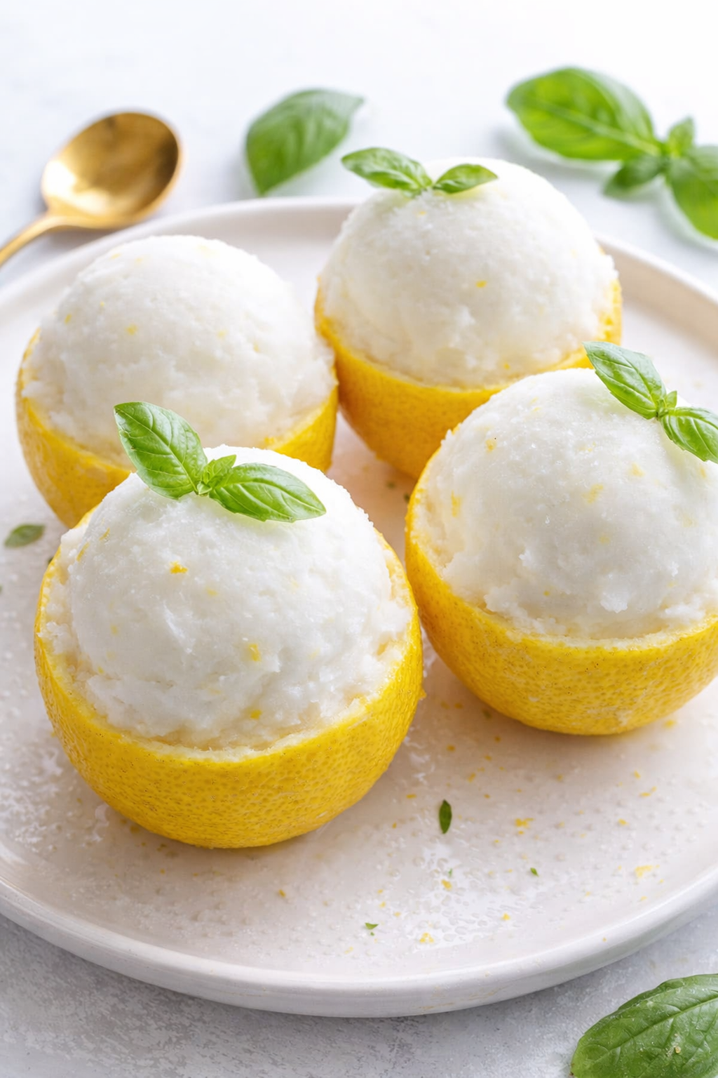 Zesty Lemon Basil Sorbet Low Sugar