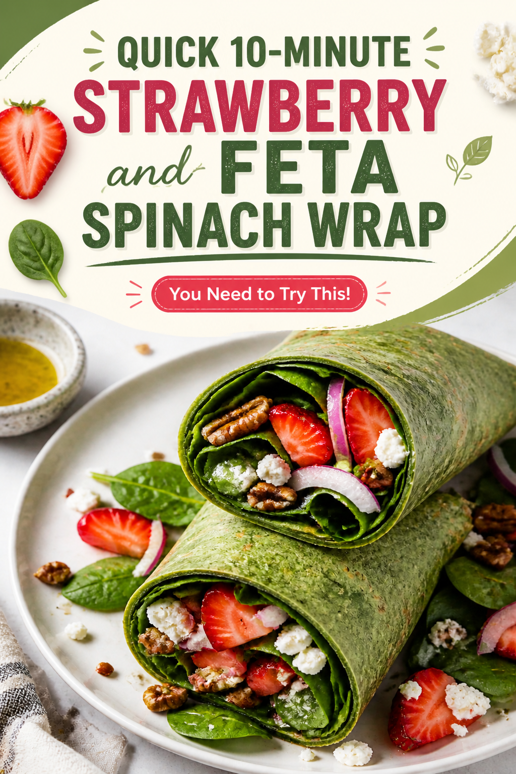 10 Minute Strawberry Feta Spinach Wrap