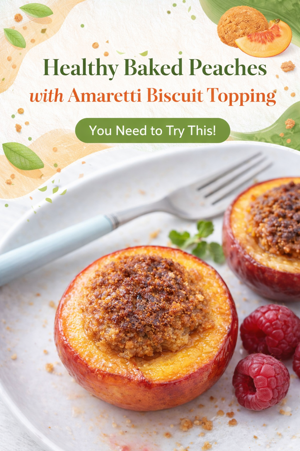Baked Peaches with Amaretti Crunch Topping
