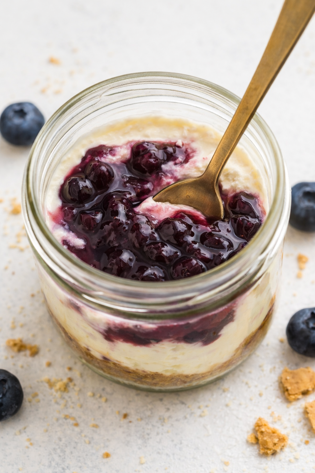 Blueberry Cottage Cheese Cheesecake Jars