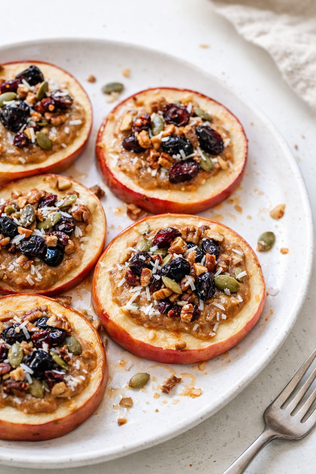 Cinnamon Baked Apple Slices with Almond Butter