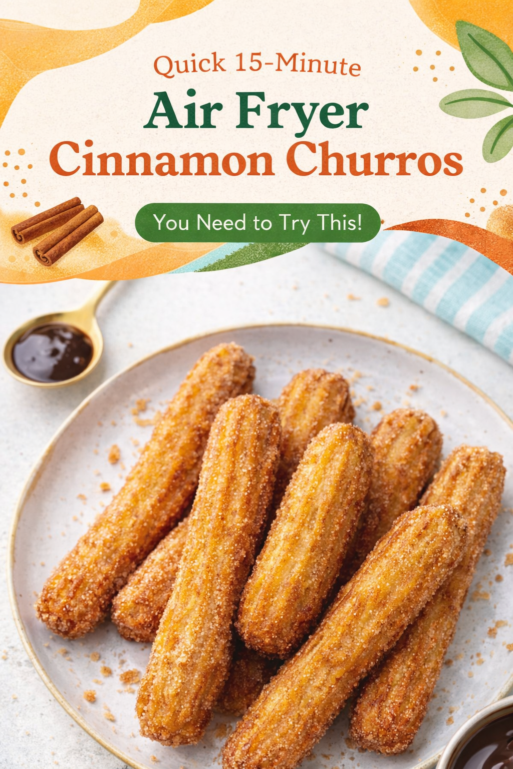 Crispy Air Fryer Cinnamon Churros in 15 Minutes