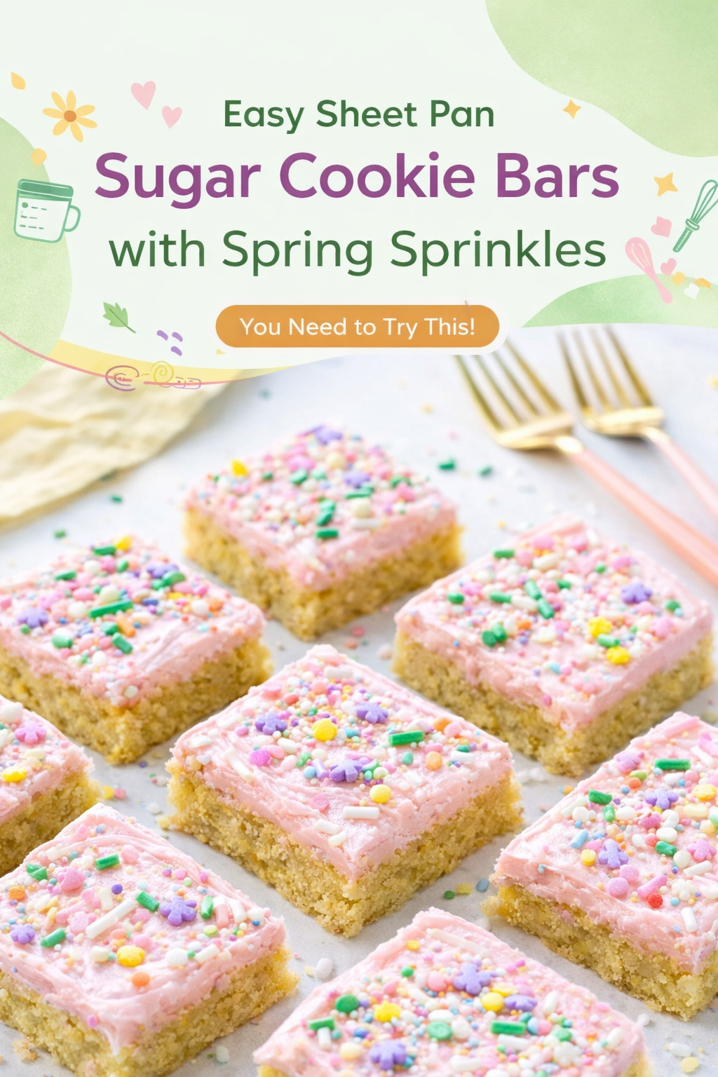 Easy Sheet Pan Spring Sprinkle Sugar Cookie Bars