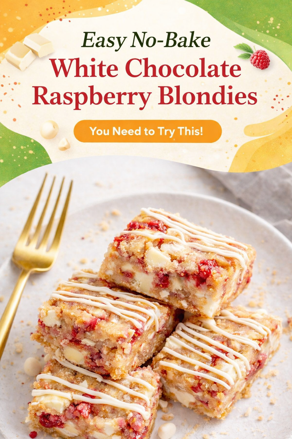 Effortless White Chocolate Raspberry Blondies