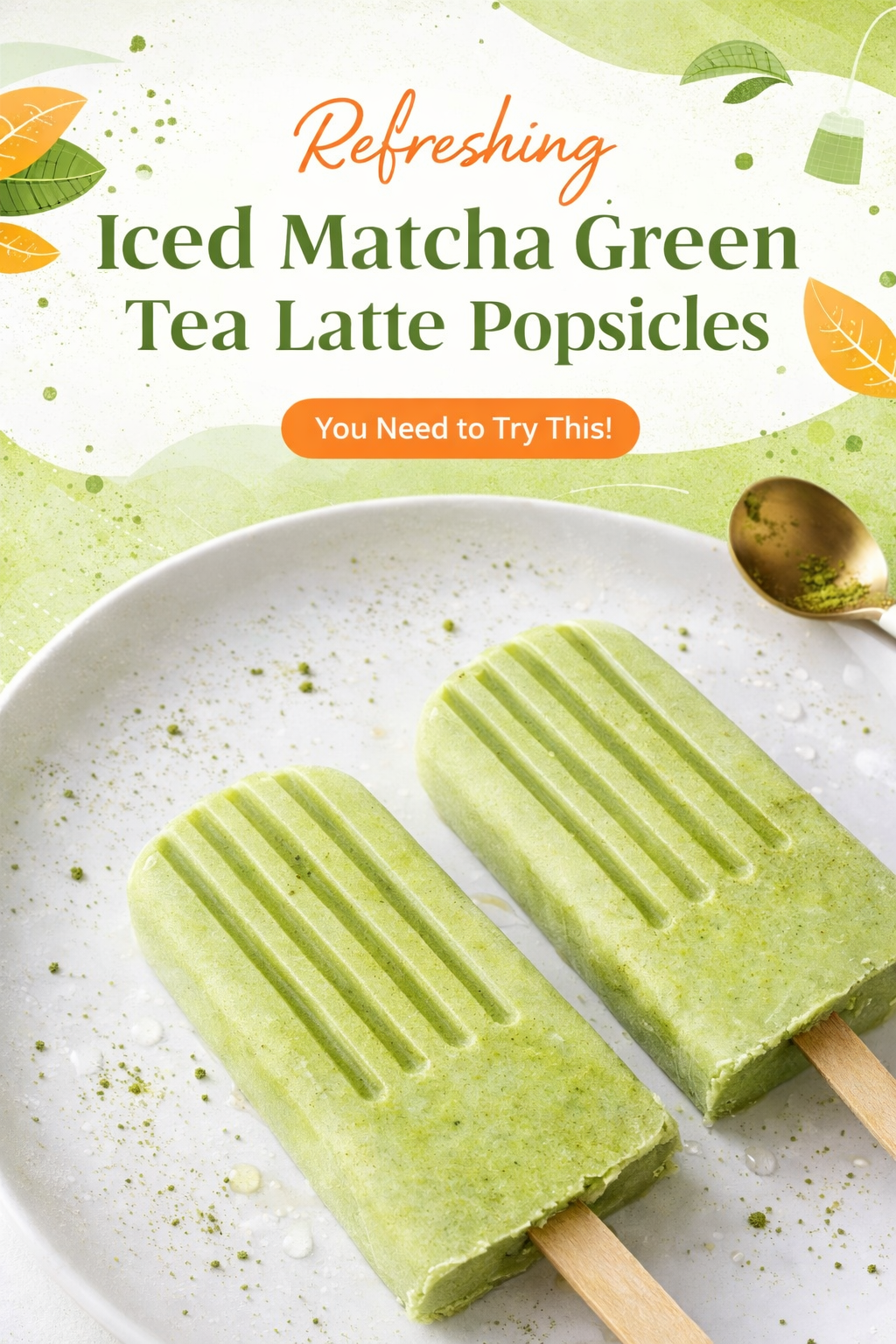 Frozen Iced Matcha Green Tea Latte Pops