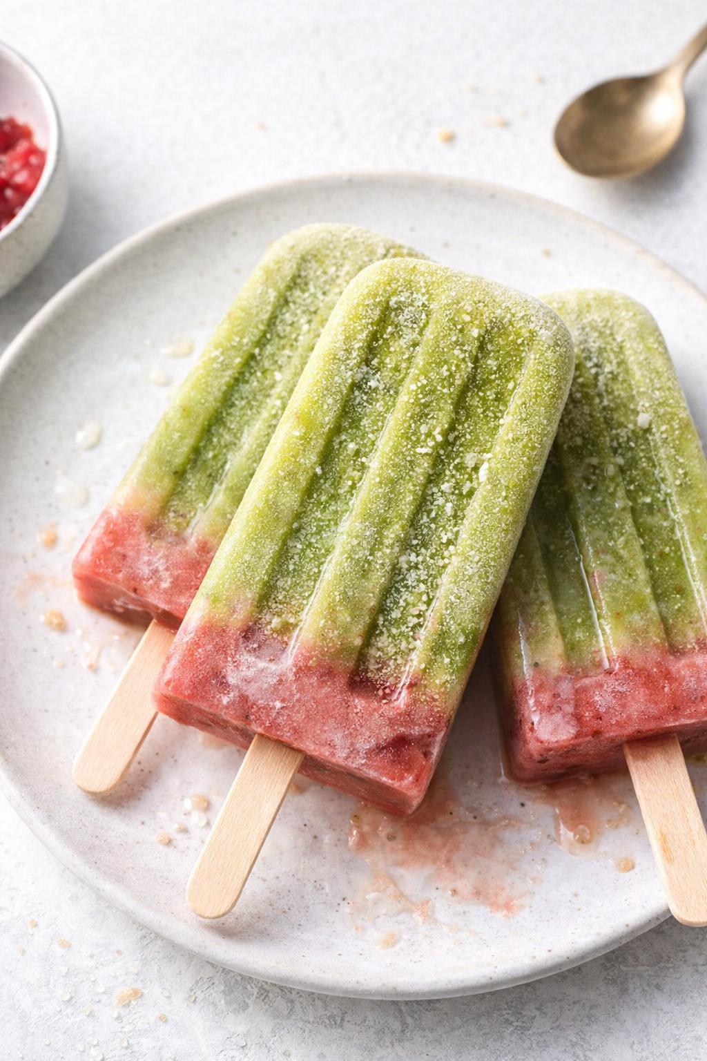 Frozen Matcha Strawberry Latte Treats