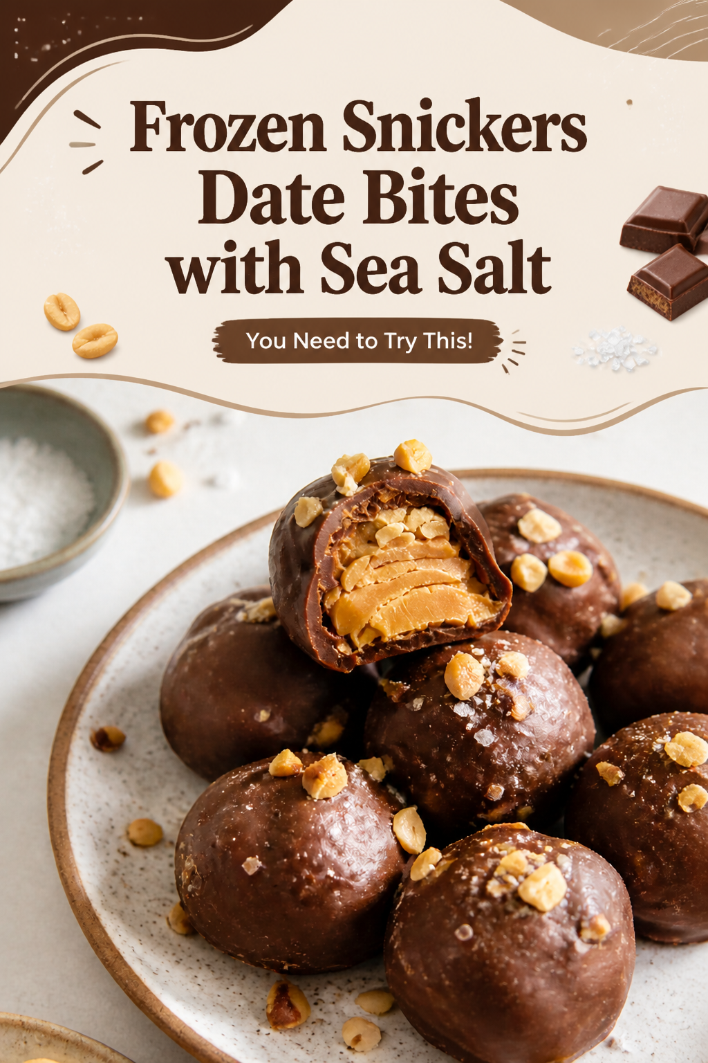 Frozen Sea Salt Snickers Date Bites