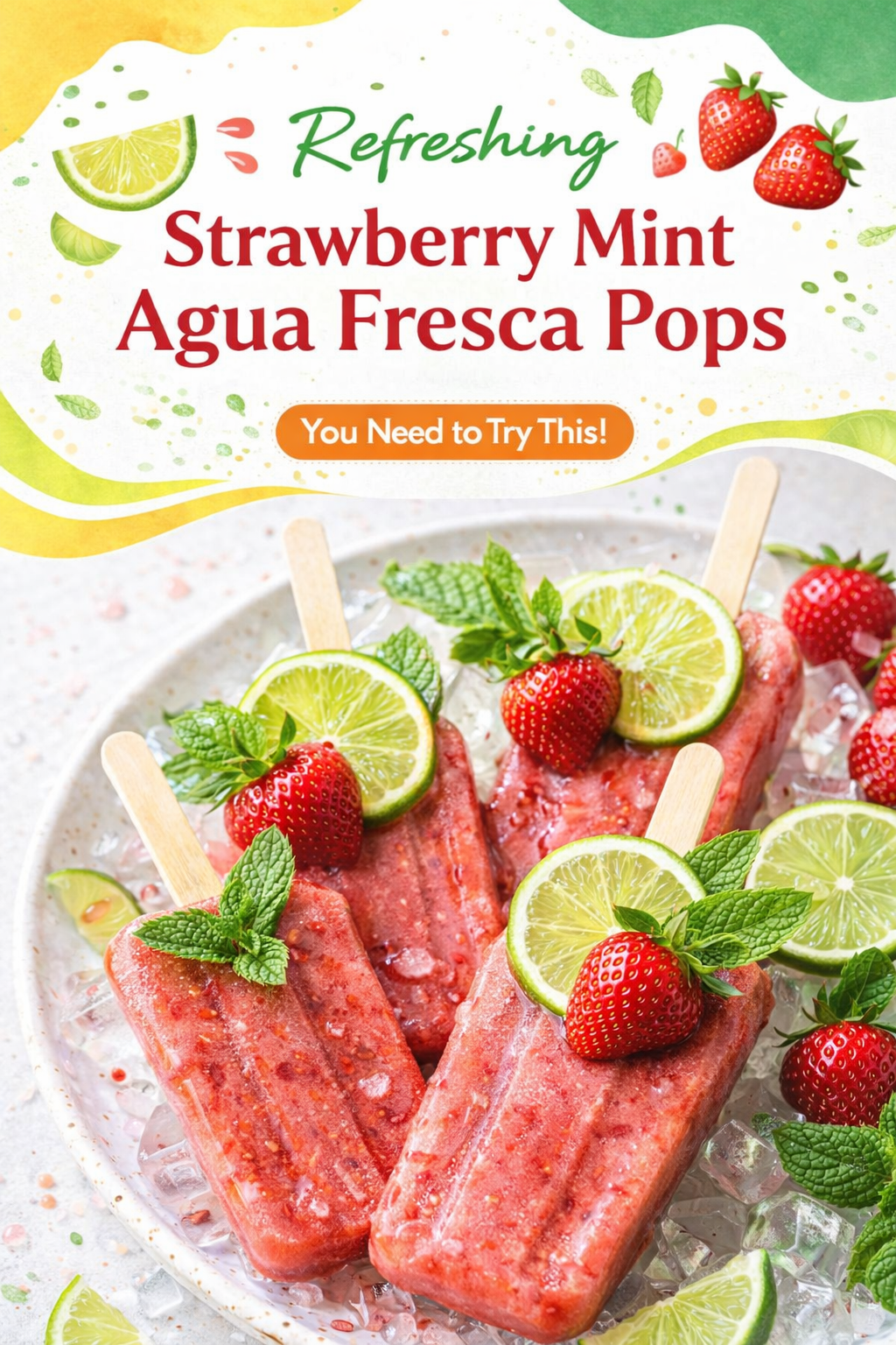 Frozen Strawberry Mint Agua Fresca Treats