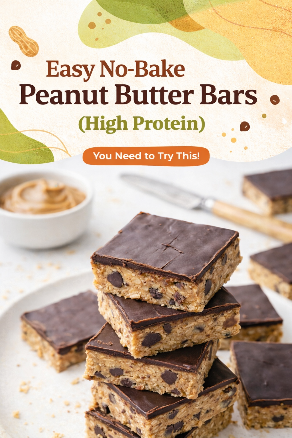 High Protein No-Bake Peanut Butter Bars