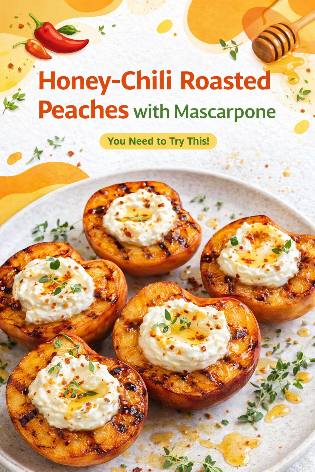 Honey Chili Peach with Mascarpone Cream
