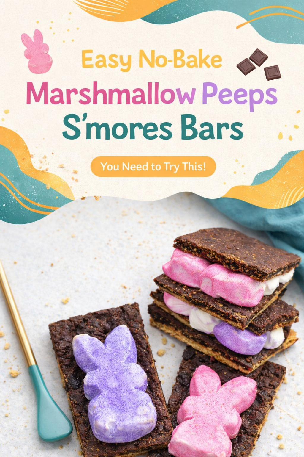 Marshmallow Peeps S'mores Bars Quick Treat