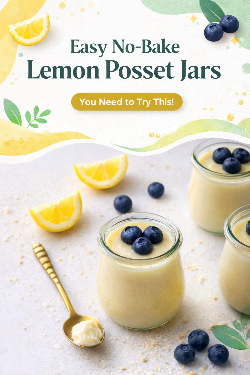 No Bake Lemon Posset Recipe in Jars
