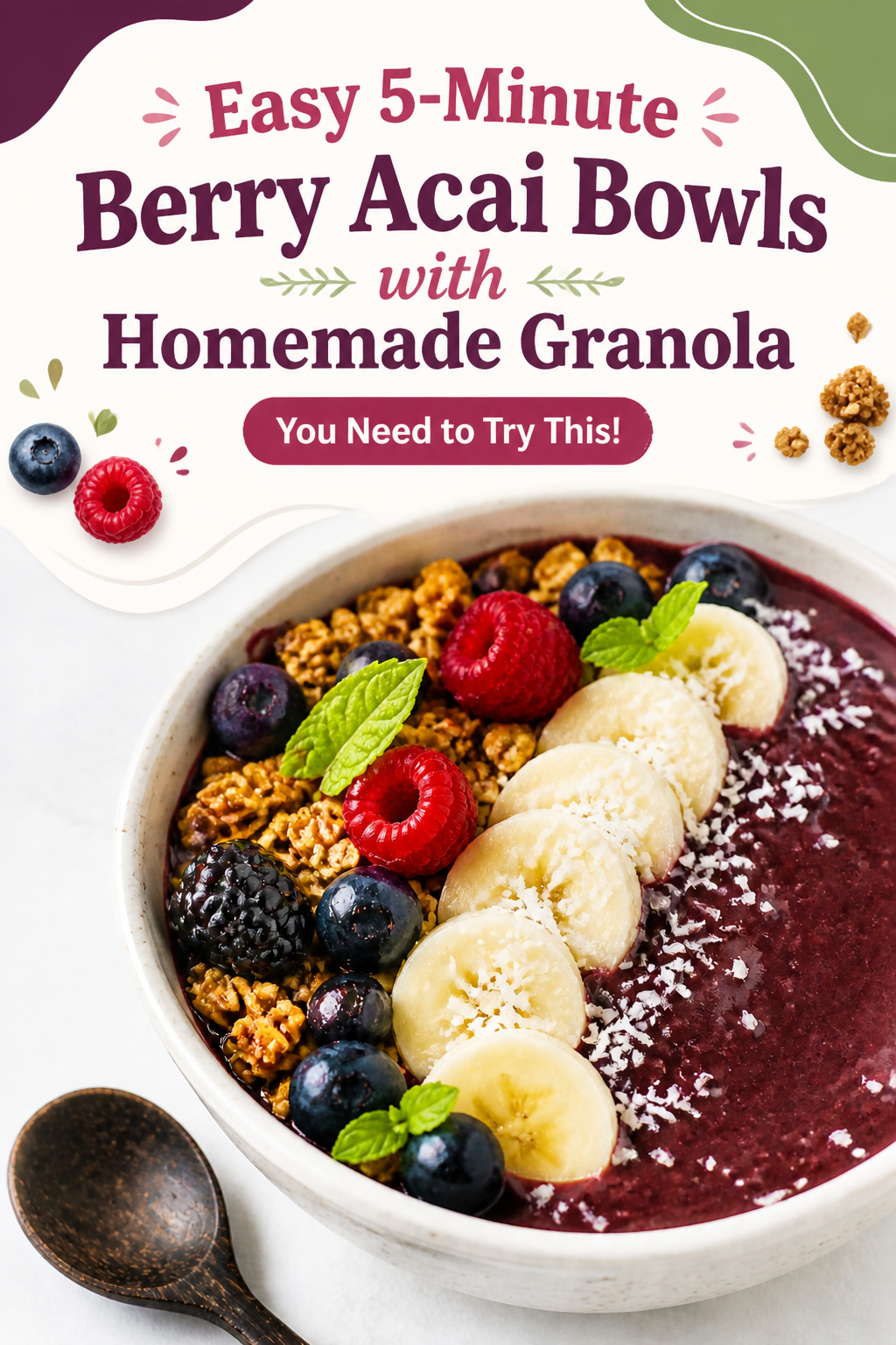 Quick Berry Acai Breakfast Bowl with Granola
