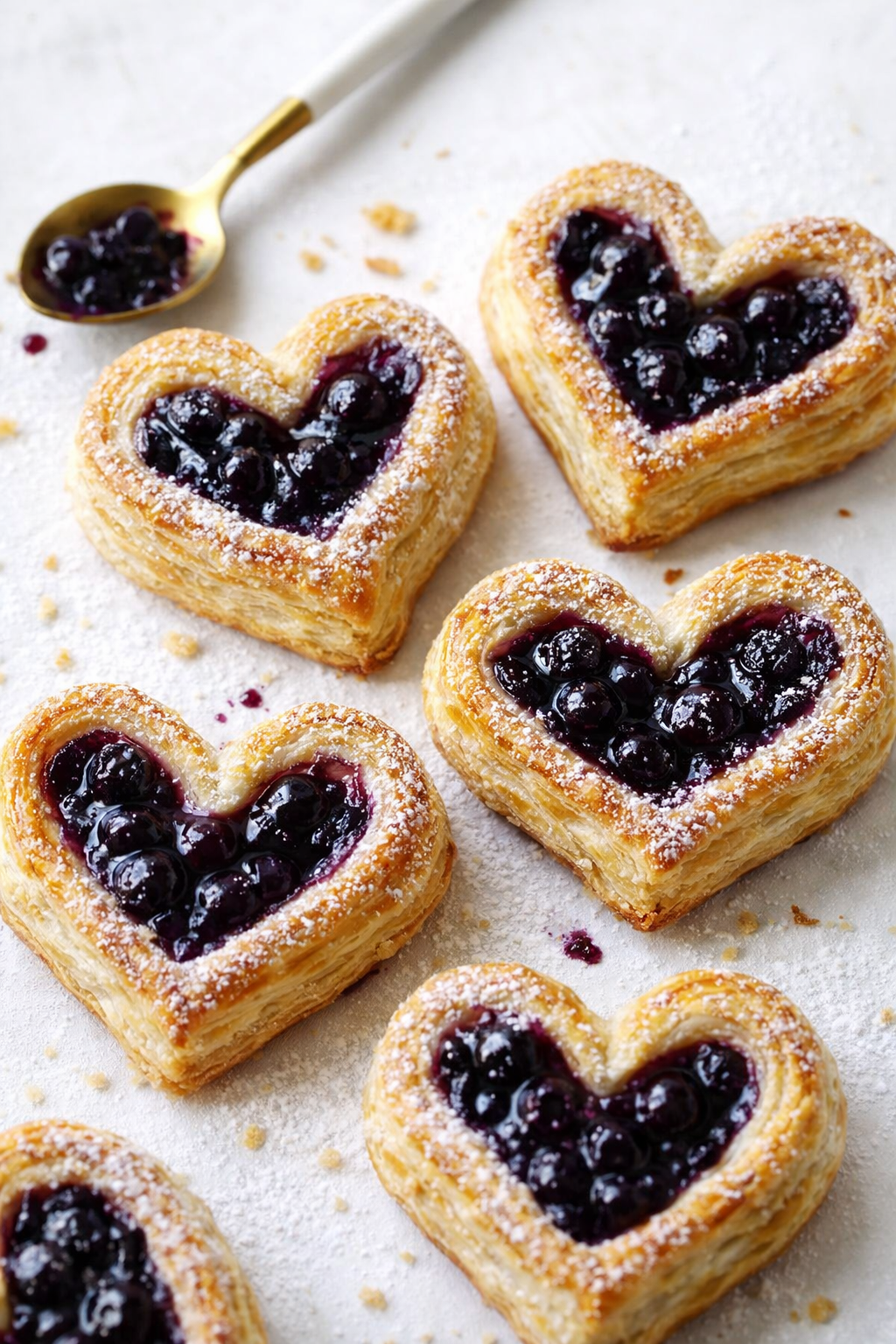 Quick Blueberry Puff Pastry Hearts