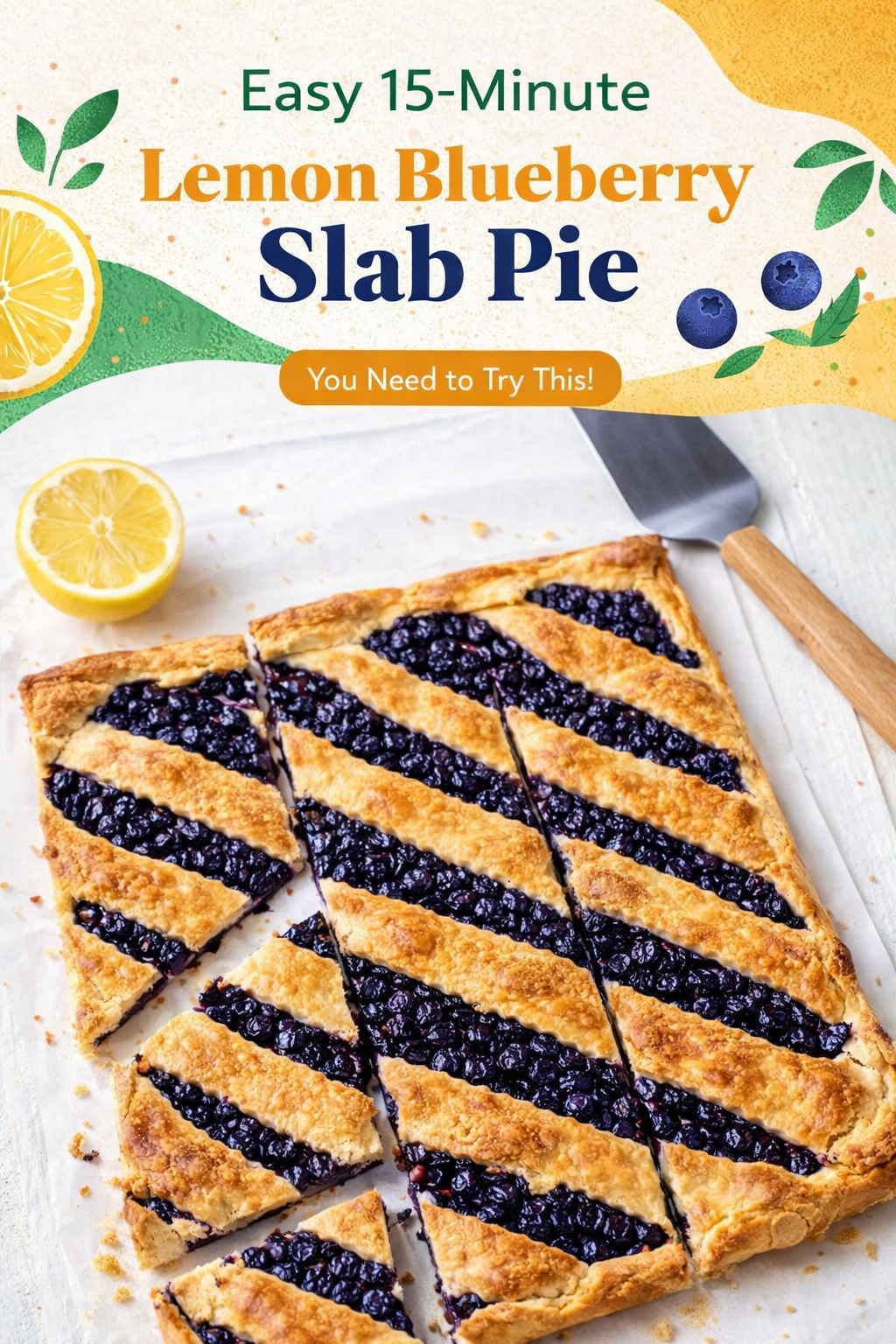 Quick Lemon Blueberry Slab Pie