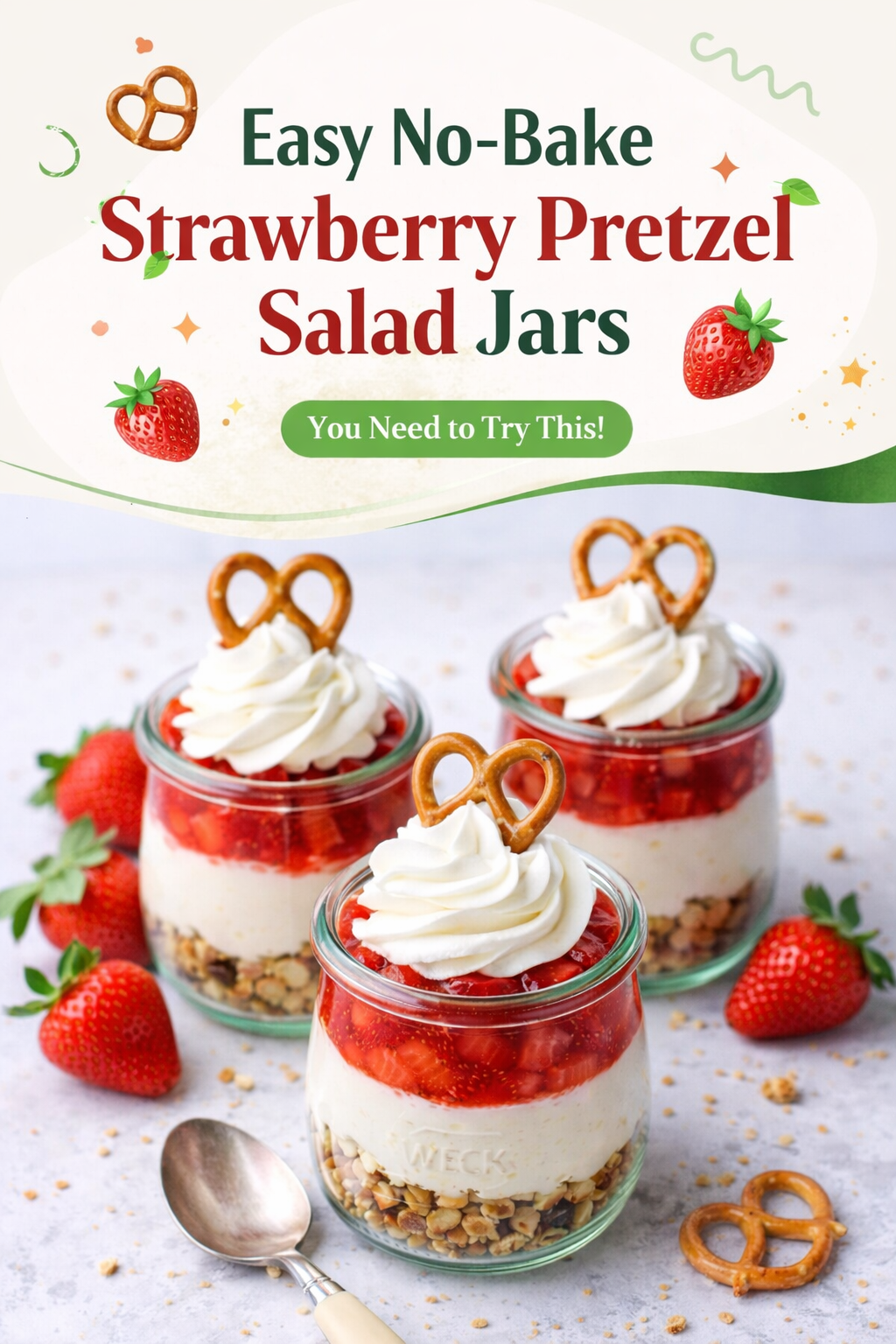 Quick No-Bake Strawberry Pretzel Dessert