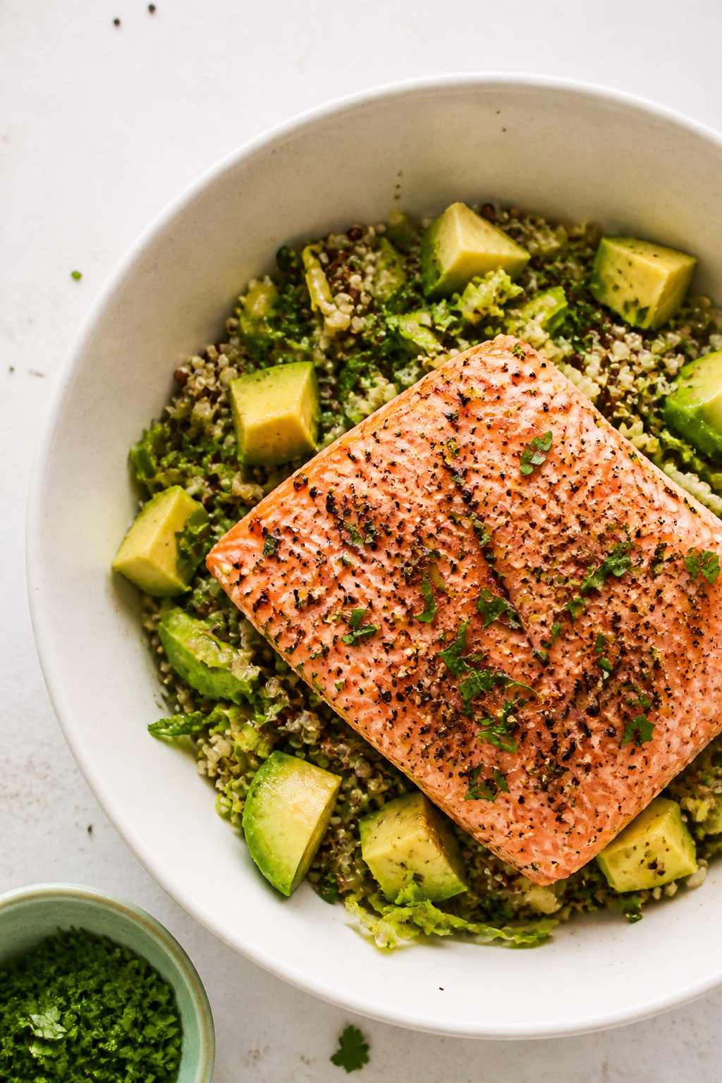 Quick Salmon Avocado Grain Bowl