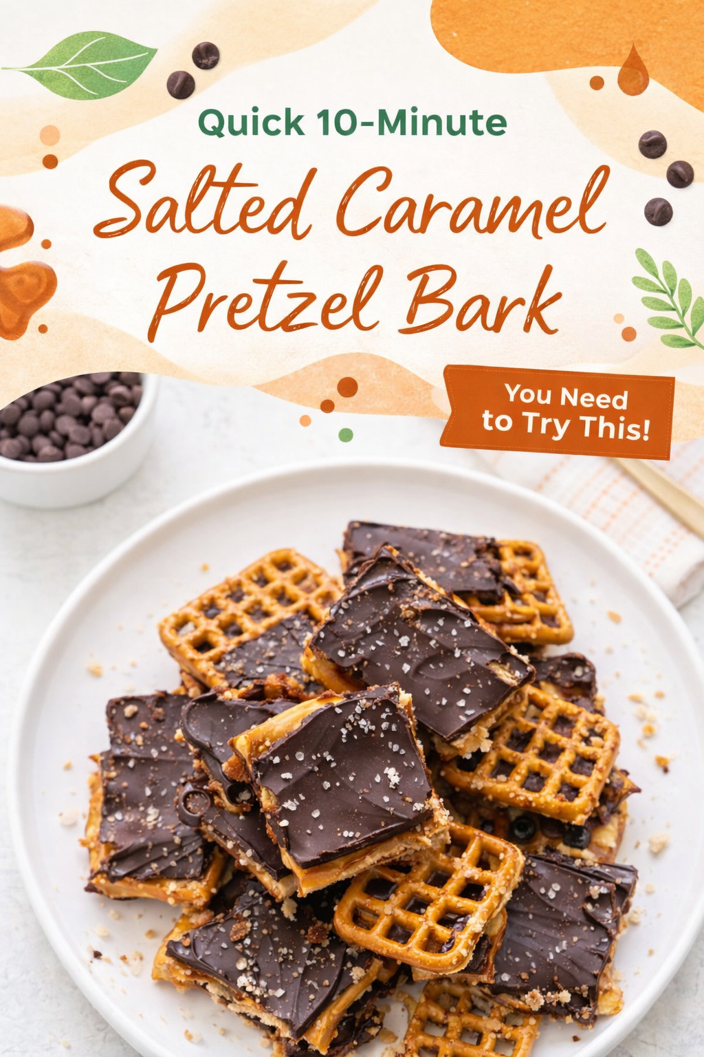 Quick Salted Caramel Pretzel Bark Recipe