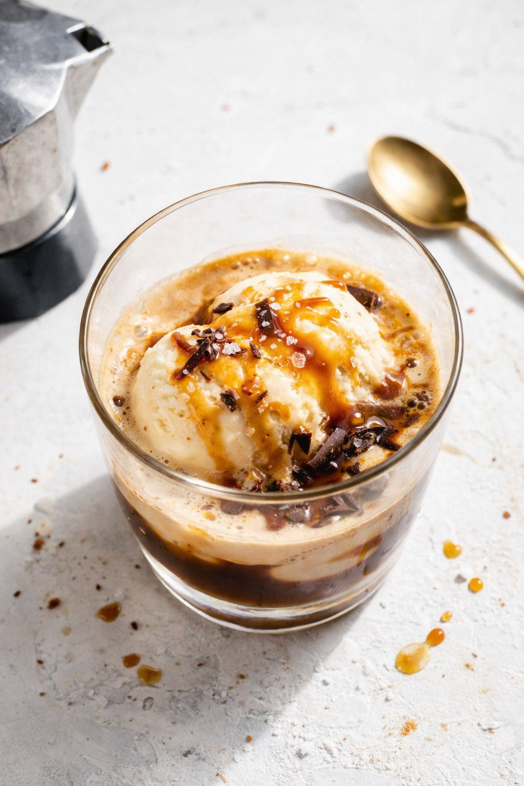 Salted Caramel Affogato with Easy Drizzle