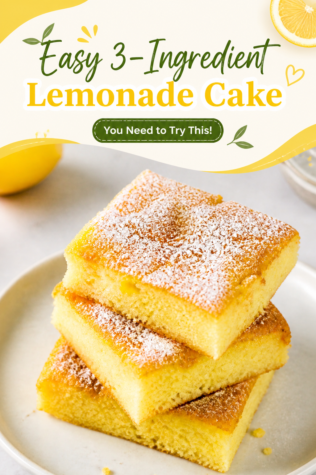 Simple 3 Ingredient Lemon Cake