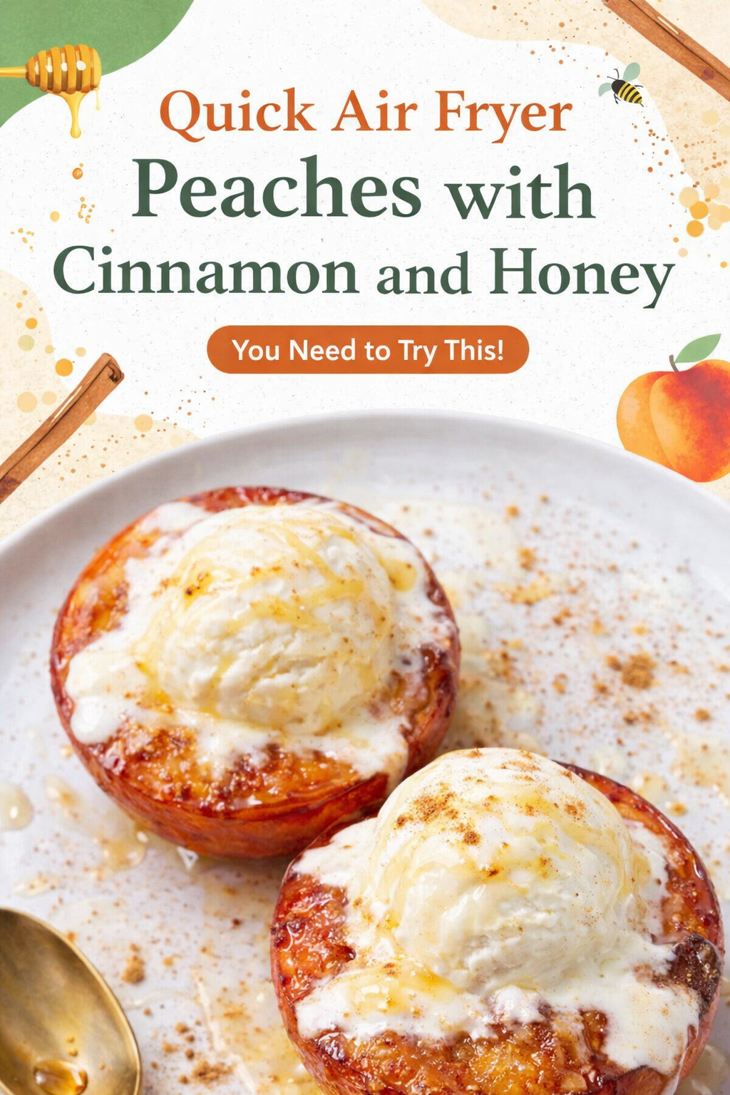 Simple Cinnamon Honey Air Fryer Peaches