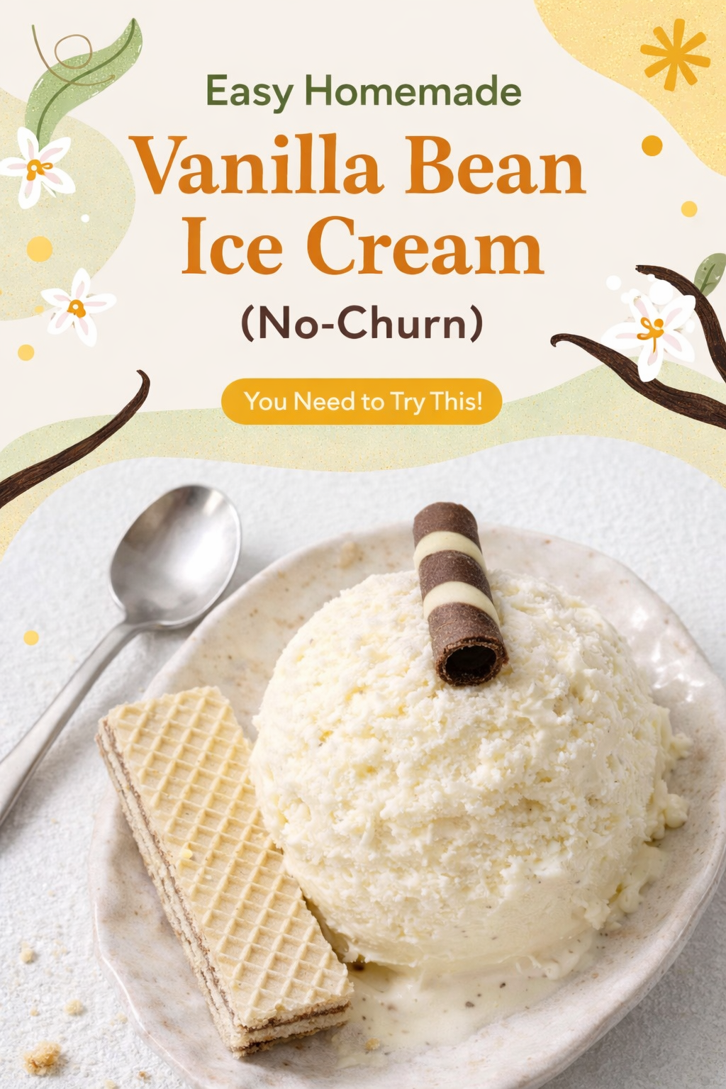 Simple No Churn Vanilla Bean Ice Cream
