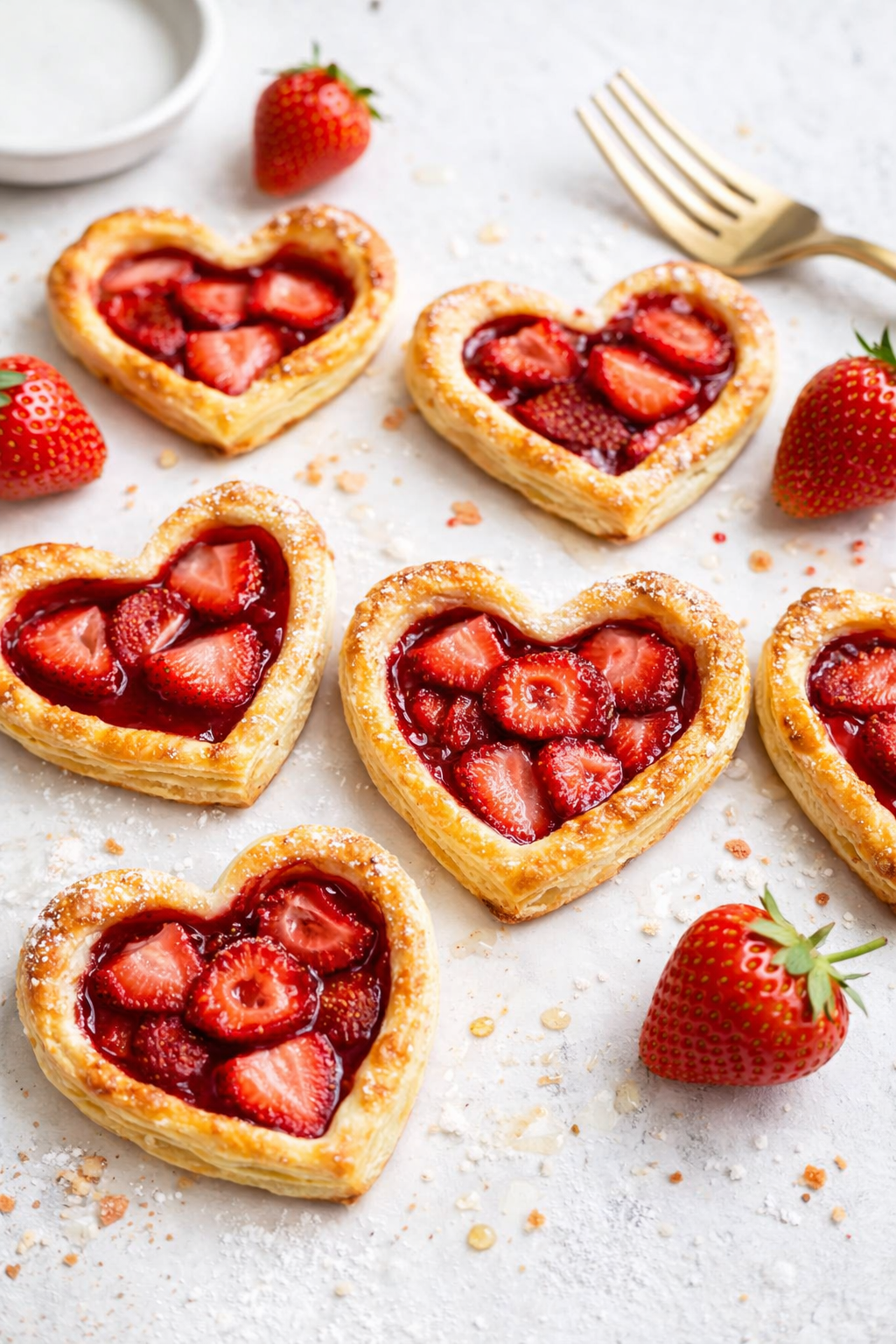 Simple Strawberry Heart Puff Pastry