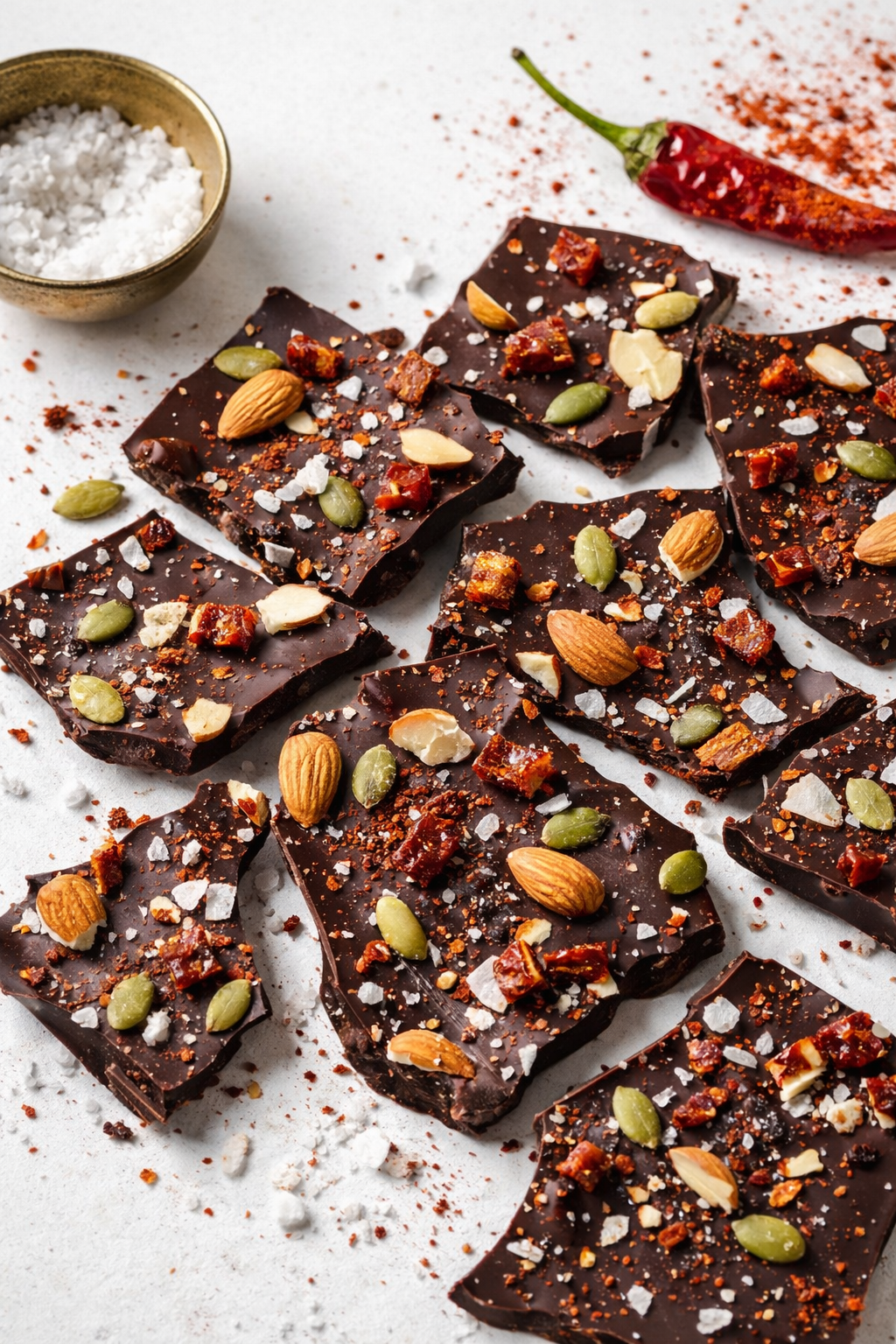 Spicy Salted Chocolate Chili Bark