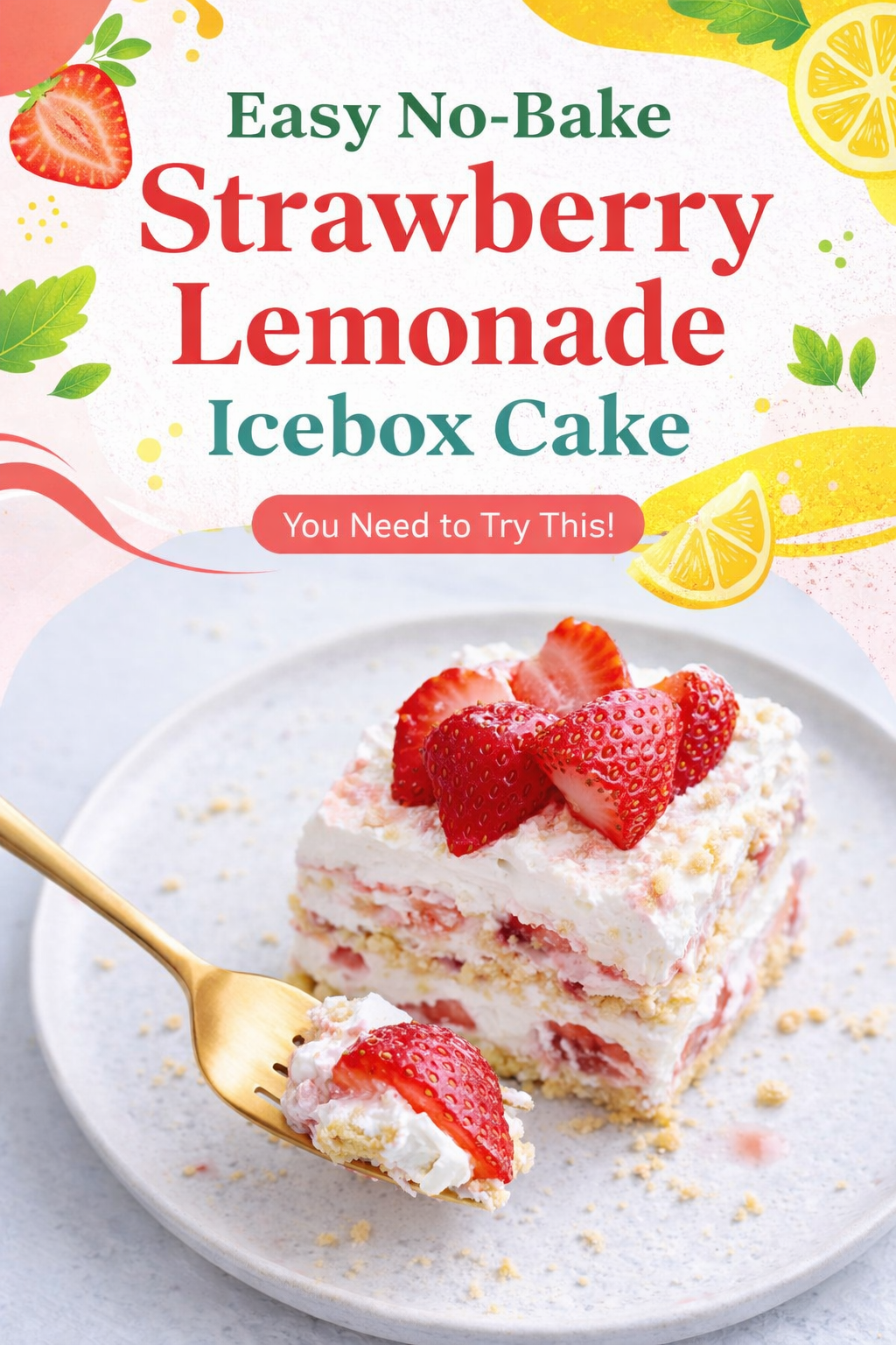 Strawberry Lemon No Bake Icebox Cake
