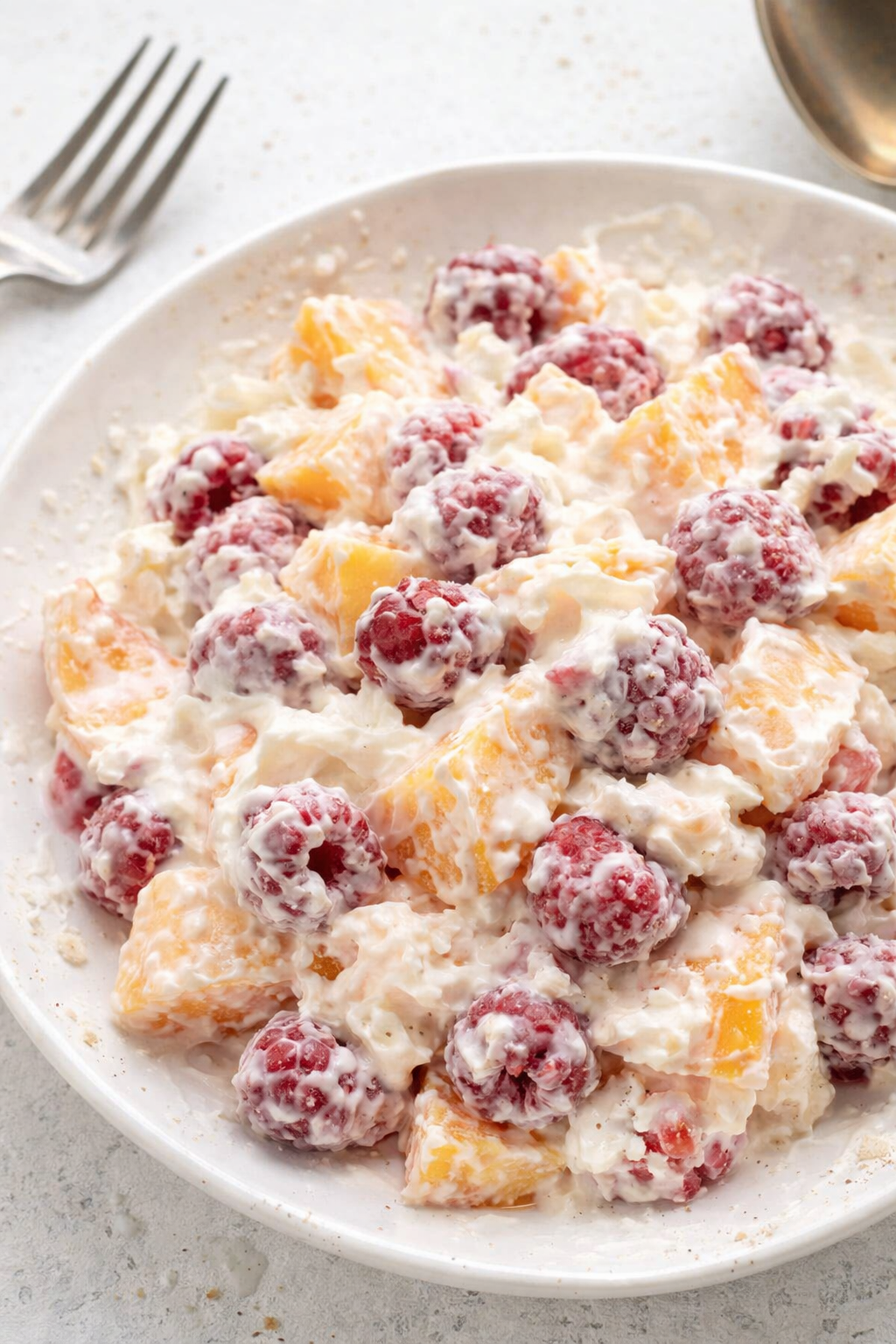 Sunny Peach Raspberry Summer Salad Bowl