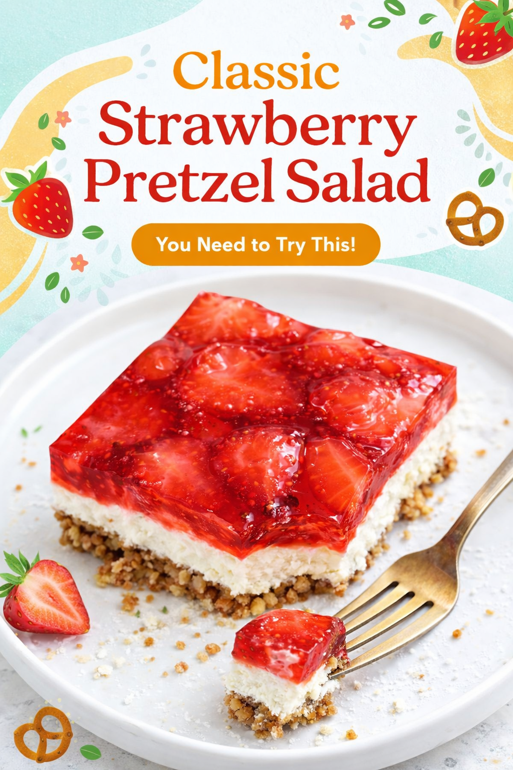 Sweet and Salty Strawberry Pretzel Dessert