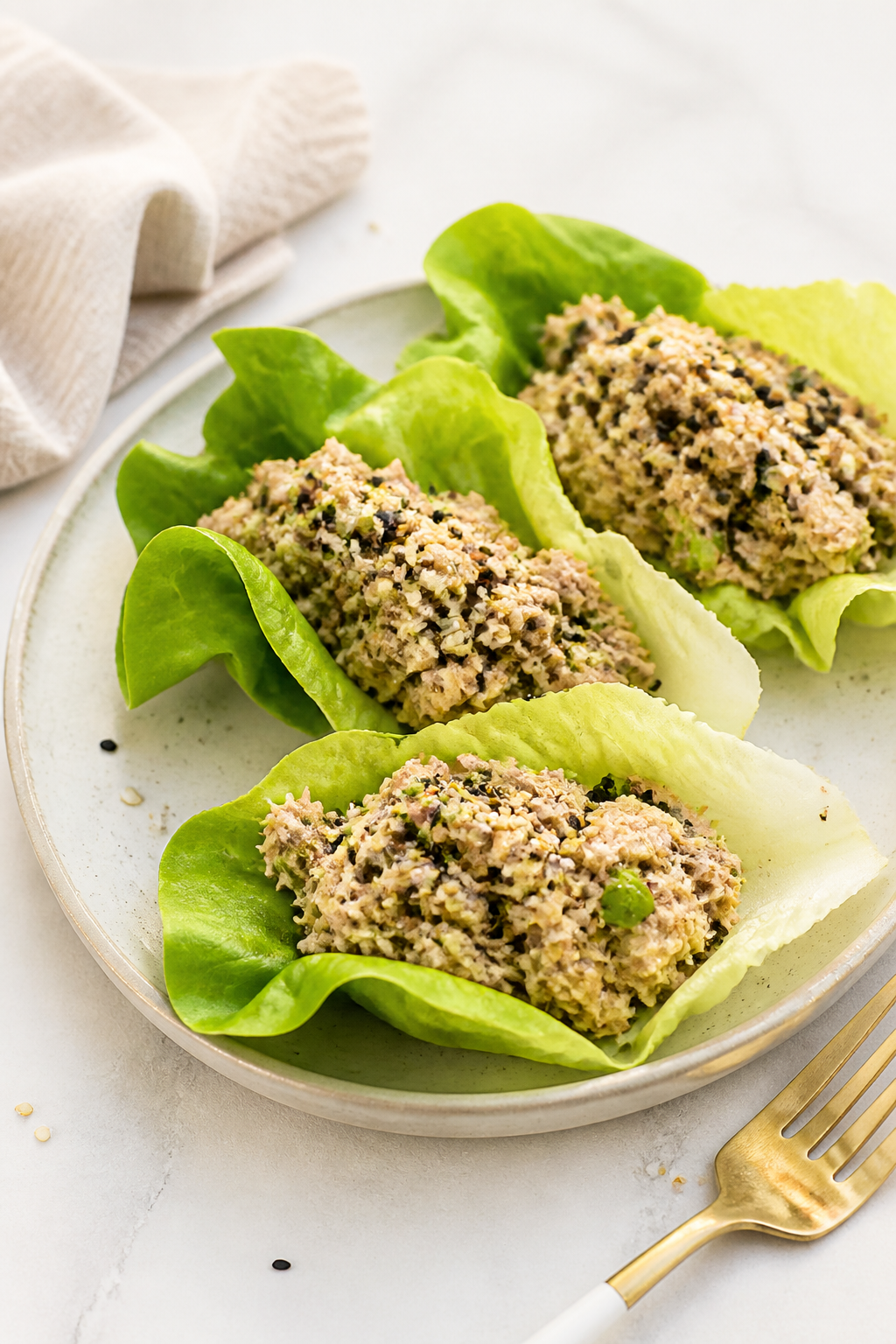 Tuna Salad Lettuce Wraps with Everything Seasoning